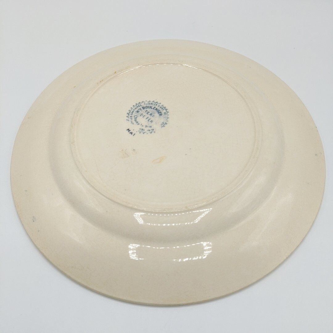 Flat plates in faience Land of Fer Choisy Le Roi, year 50, dark blue décor