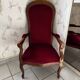 Antique Voltaire-style armchair - Red velvet and solid wood