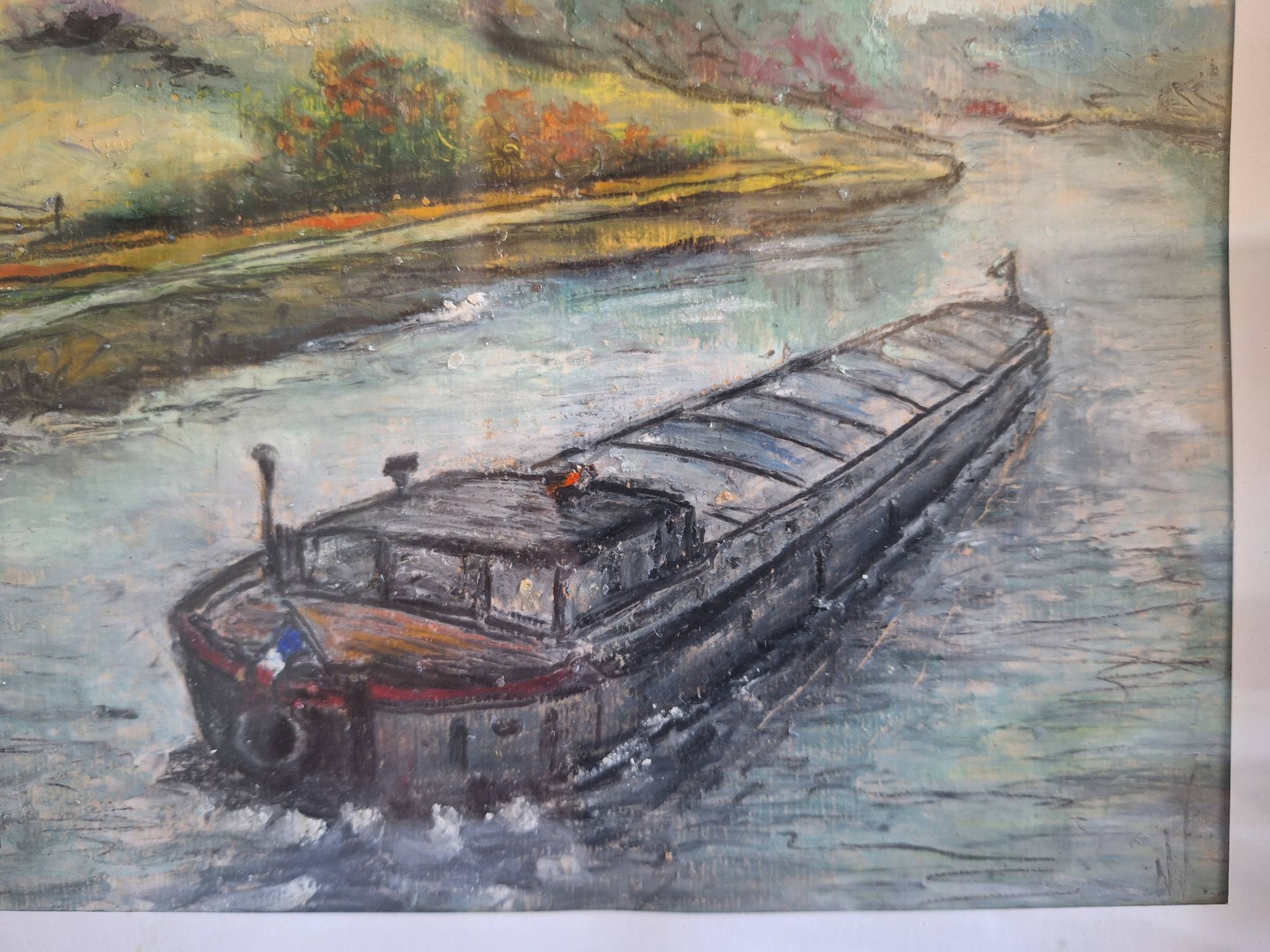 Painting signed on paper framed under glass