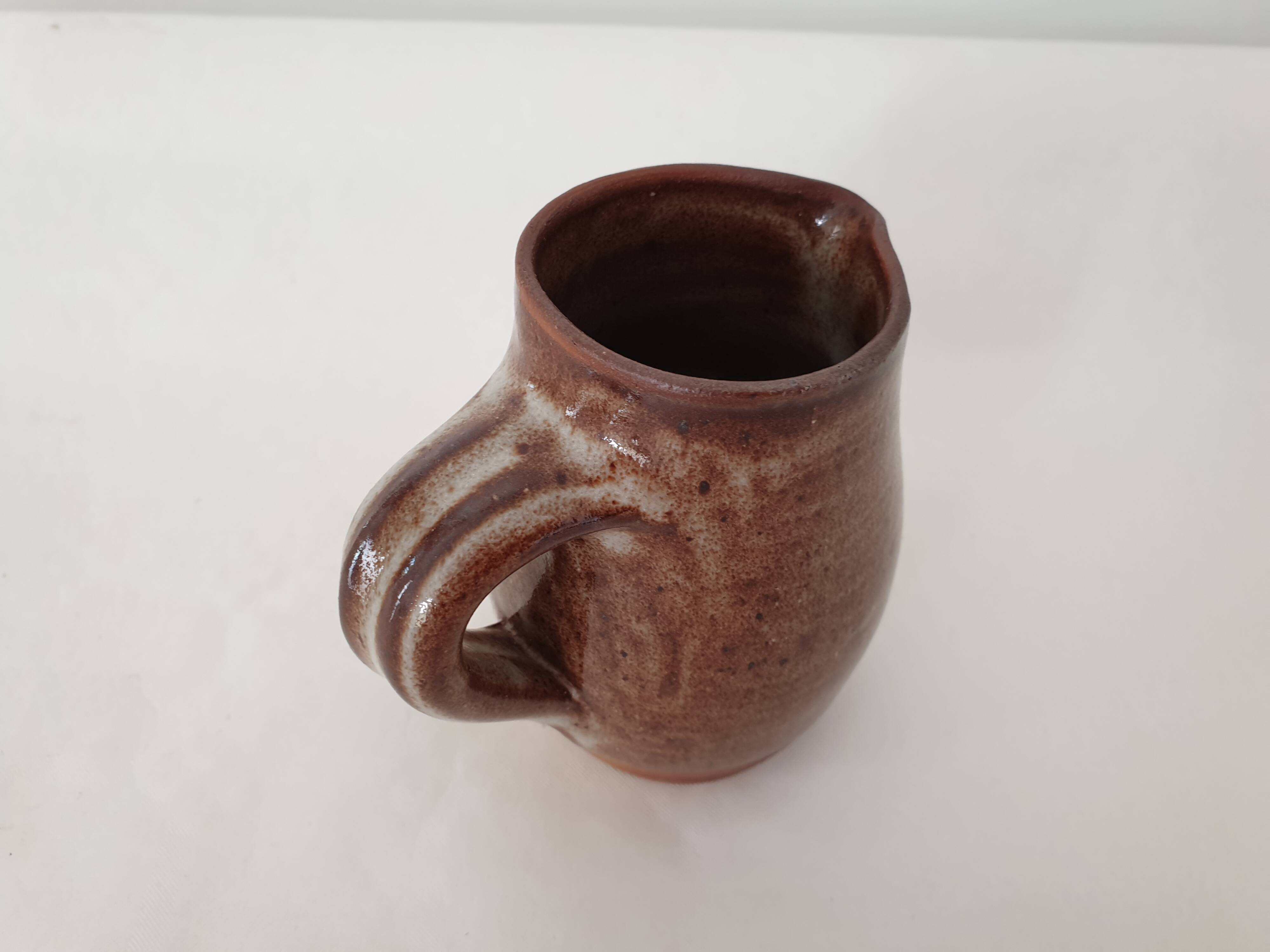 Small ceramic pitcher / milk jug Signed Roger Jacques (Puisaye stoneware)