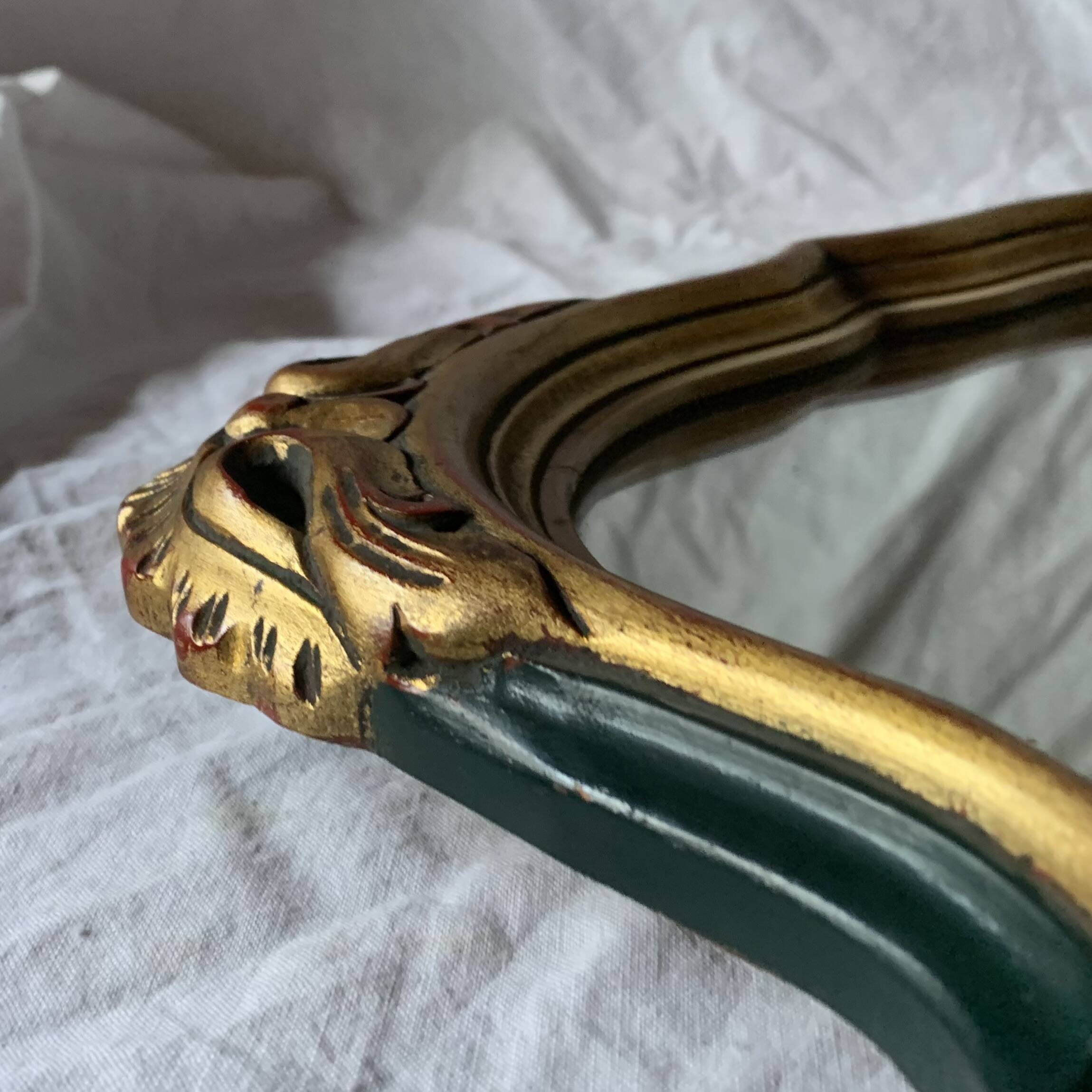 Antique carved gilded wooden mirror - 44 x 82 cm