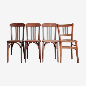 Set of 4 antique bistro chairs