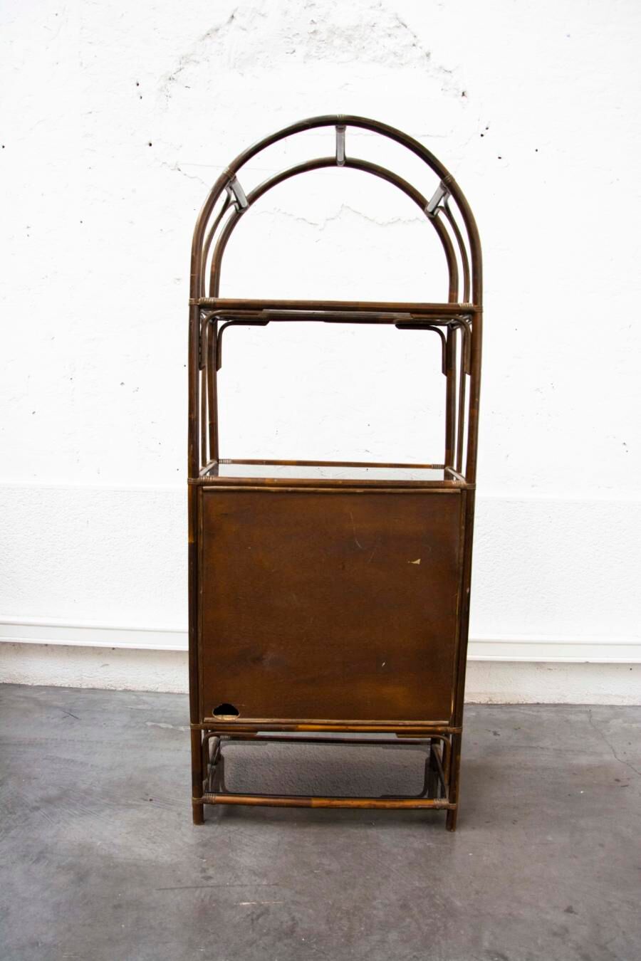 Bookcase in bamboo and caning