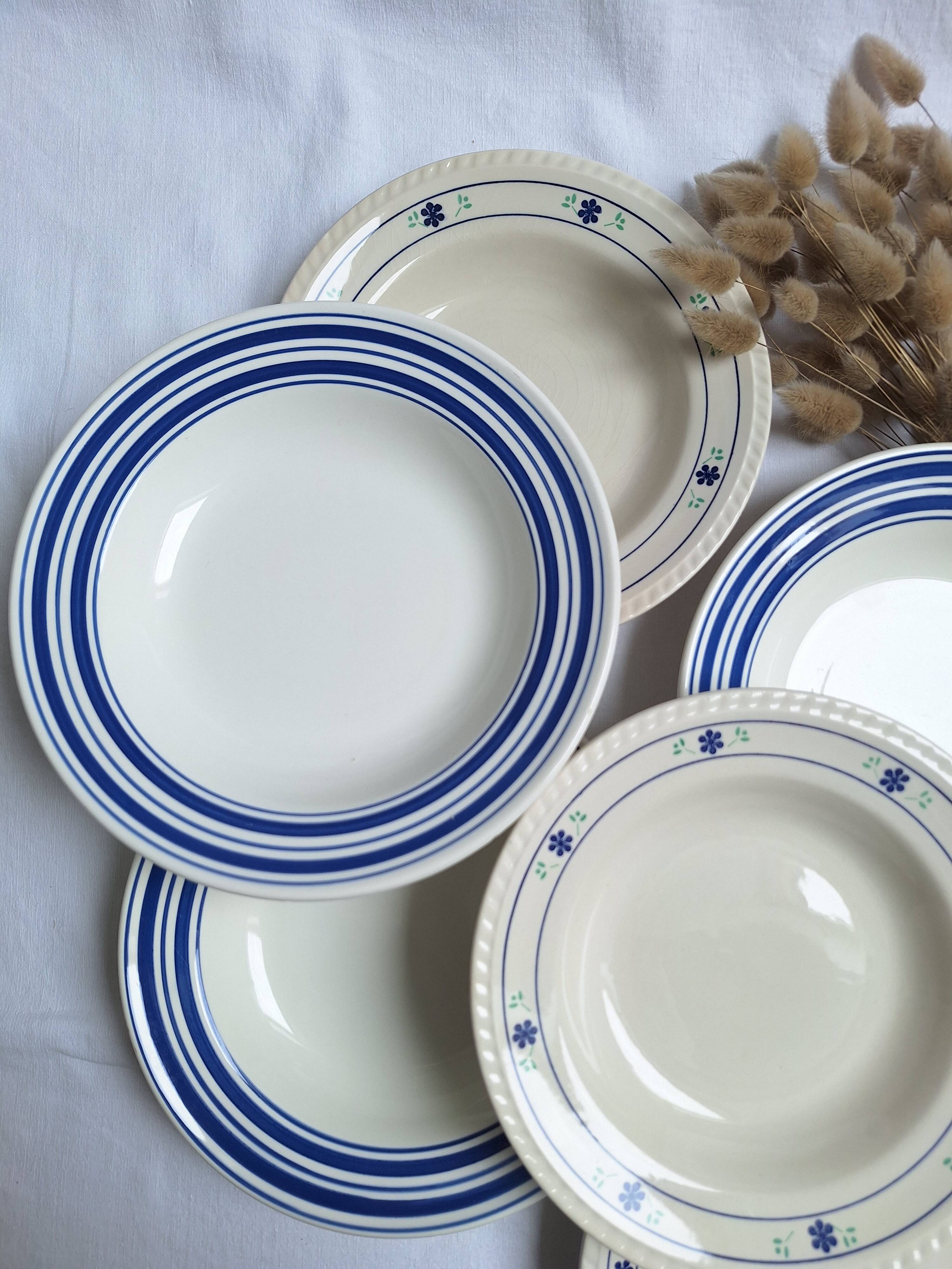 Vintage blue soup plates