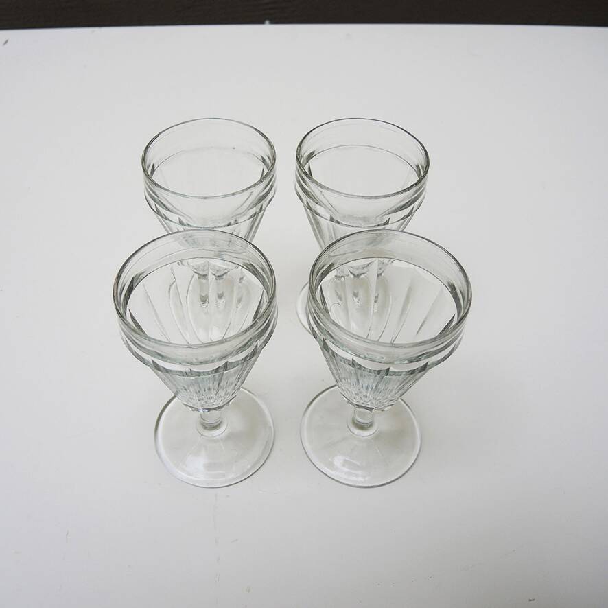 4 antique bistro style liqueur glasses