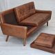 1970s, 3-seater Danish sofa, brown furniture leather with patina.