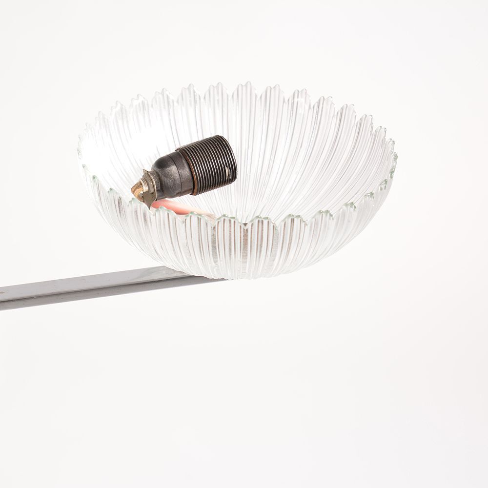 Vintage ceiling light in chrome and glass, Czechoslovakia 1950s