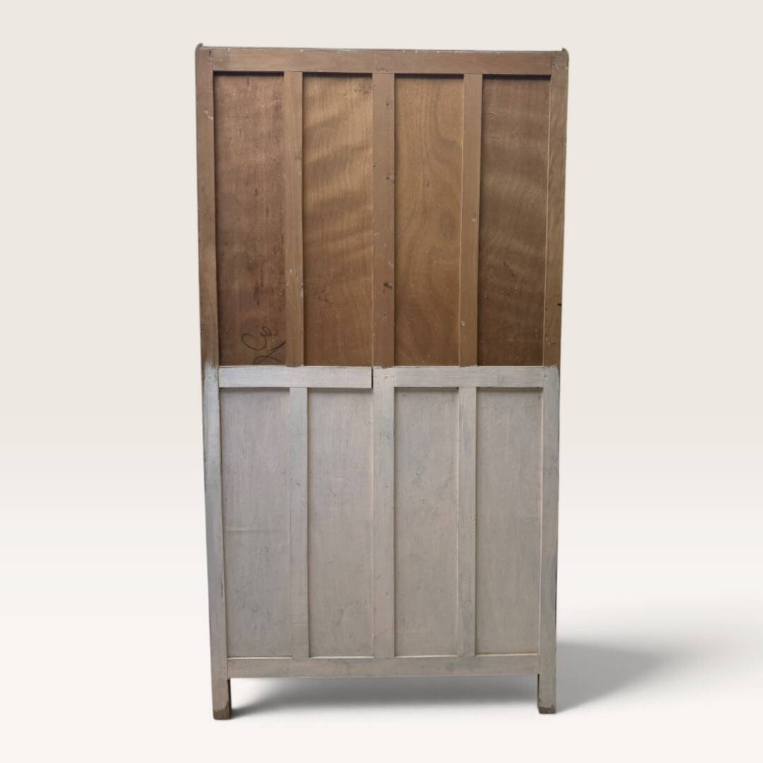 Parisian Art Deco wardrobe, renovated with raw wood.