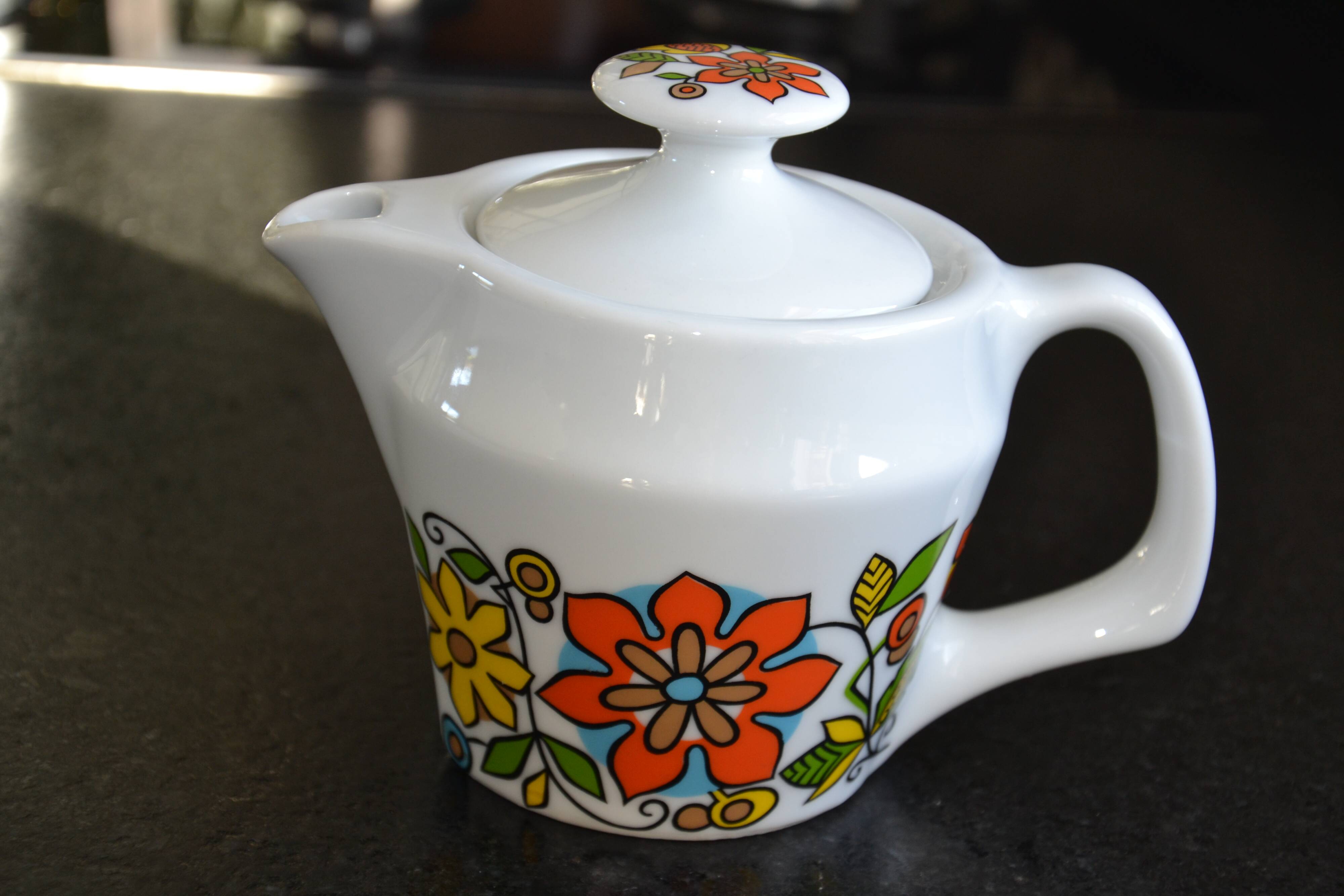 Vintage seventies colorful teapot
