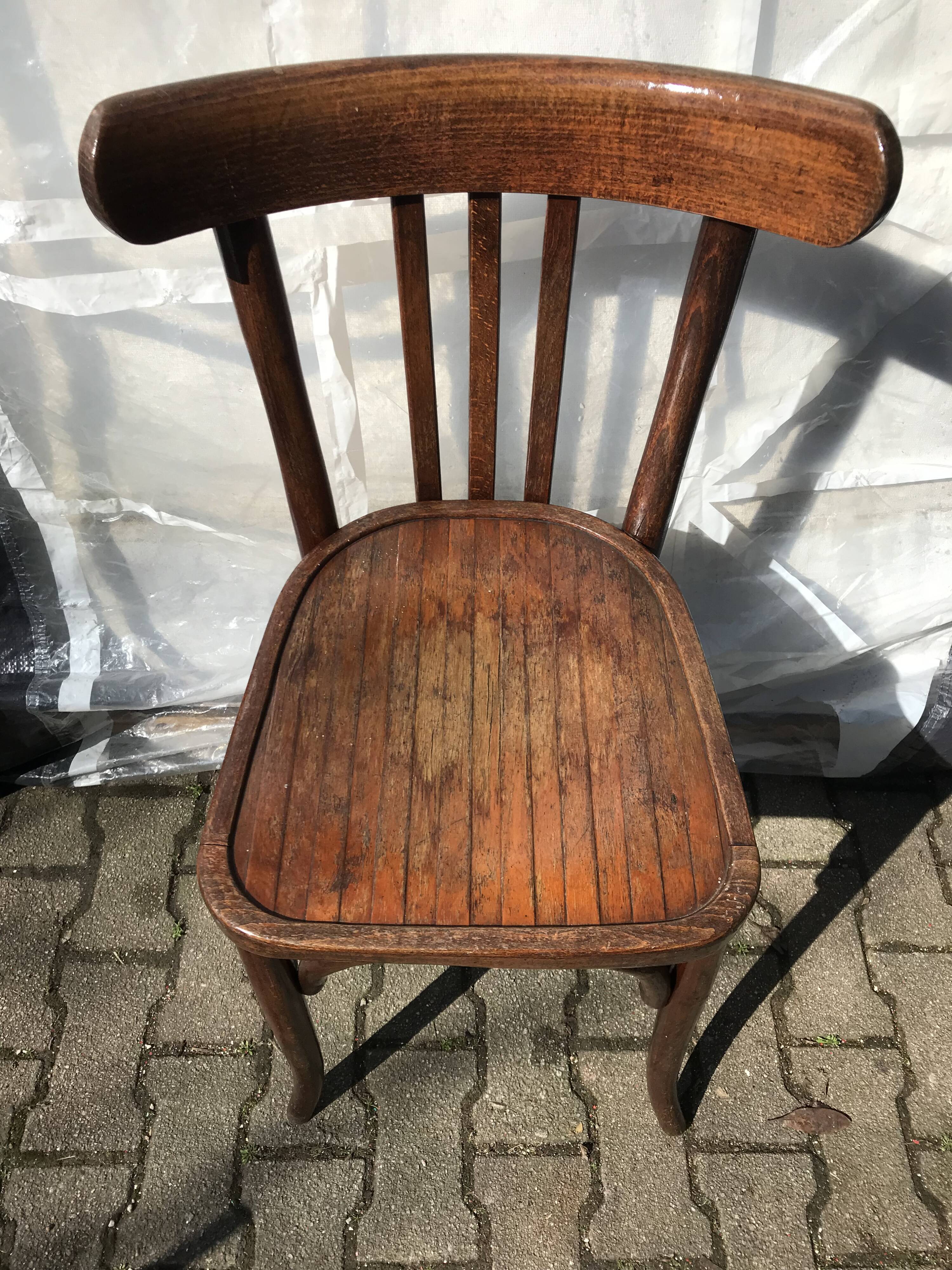 Ancienne chaise bistrot style baumann en bois années 60