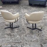 Pair of vintage swivel armchairs design xxeme