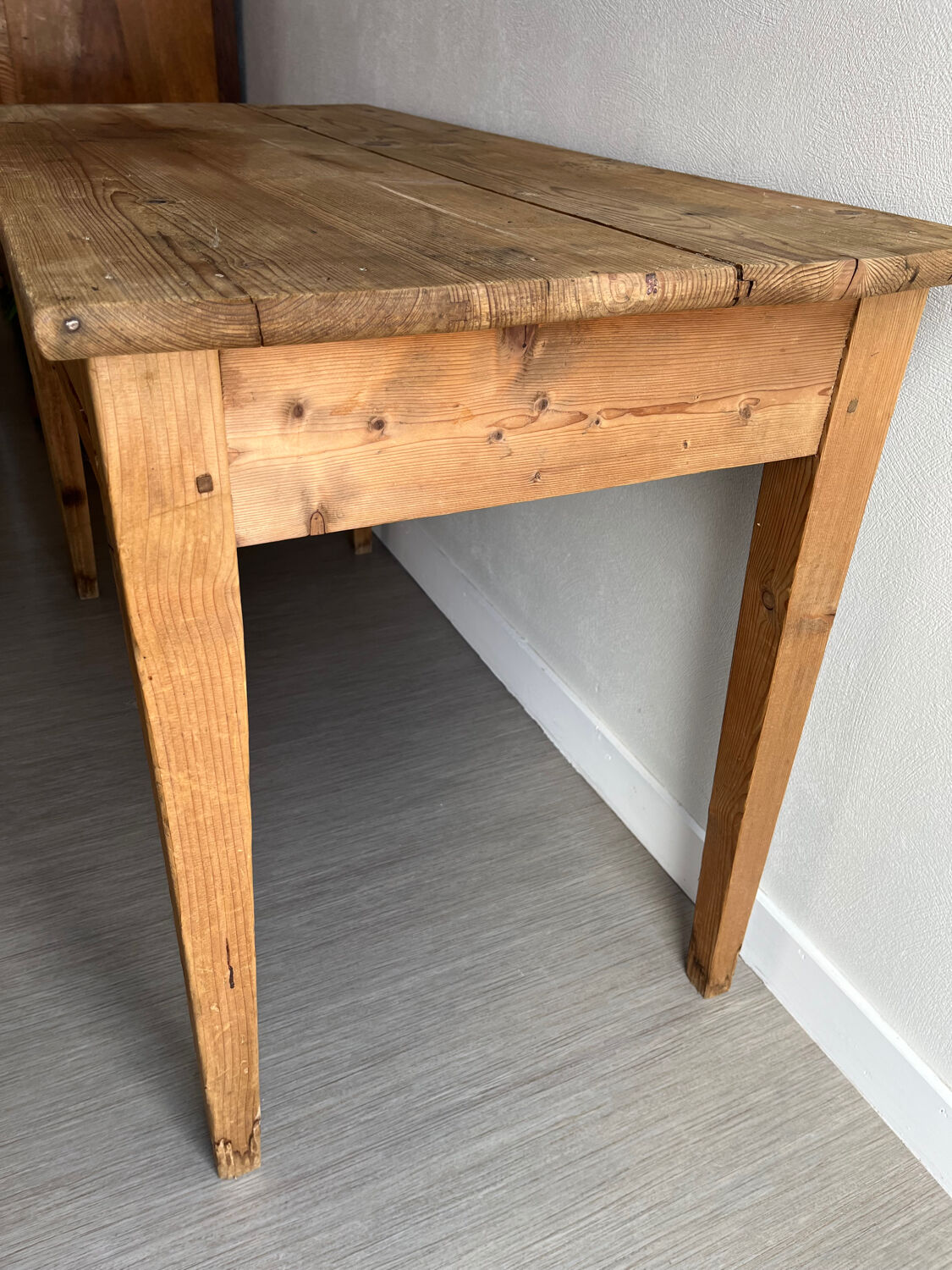Patinated wooden farmhouse table