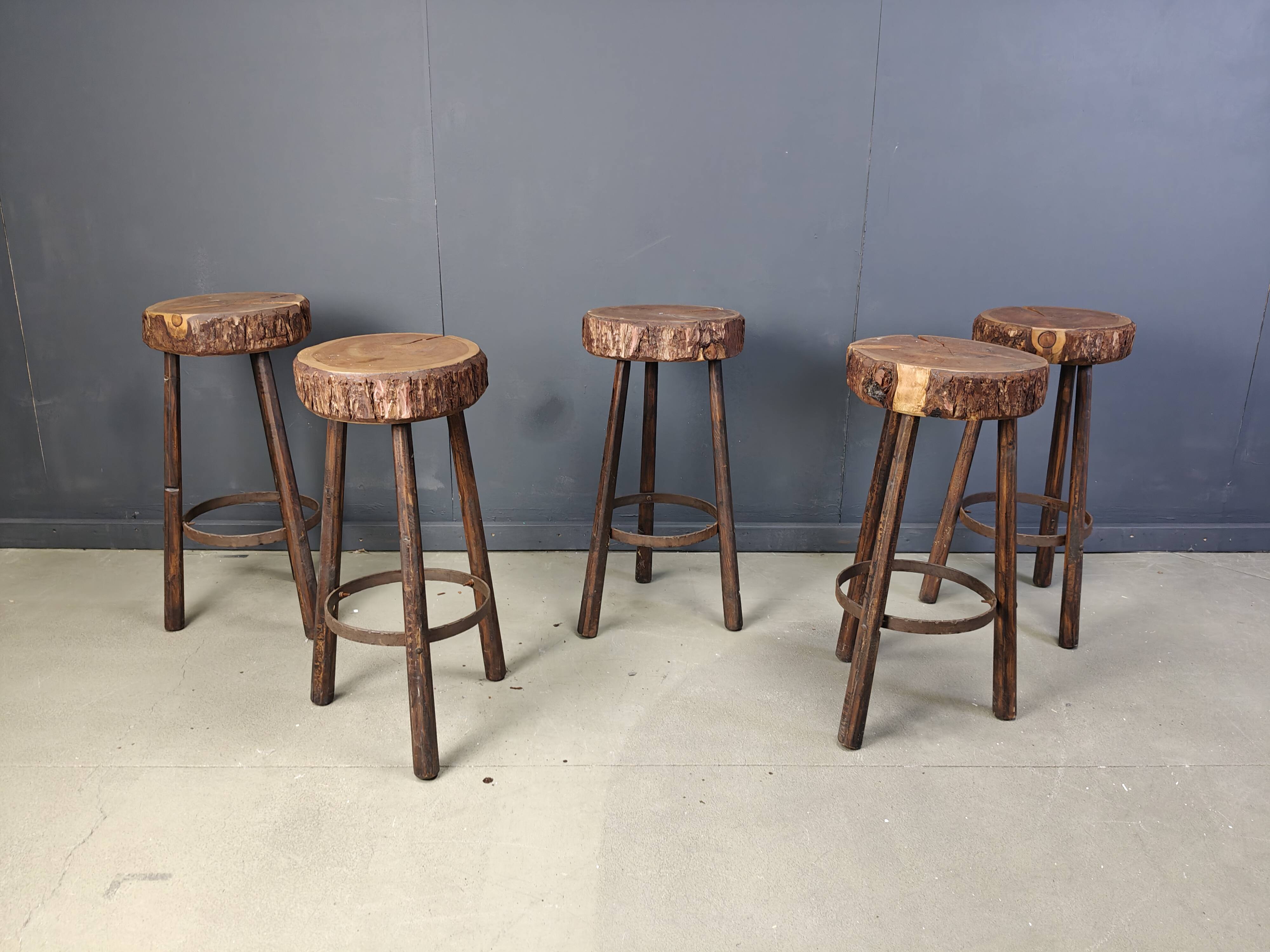 Vintage tree trunk bar stools, 1970s