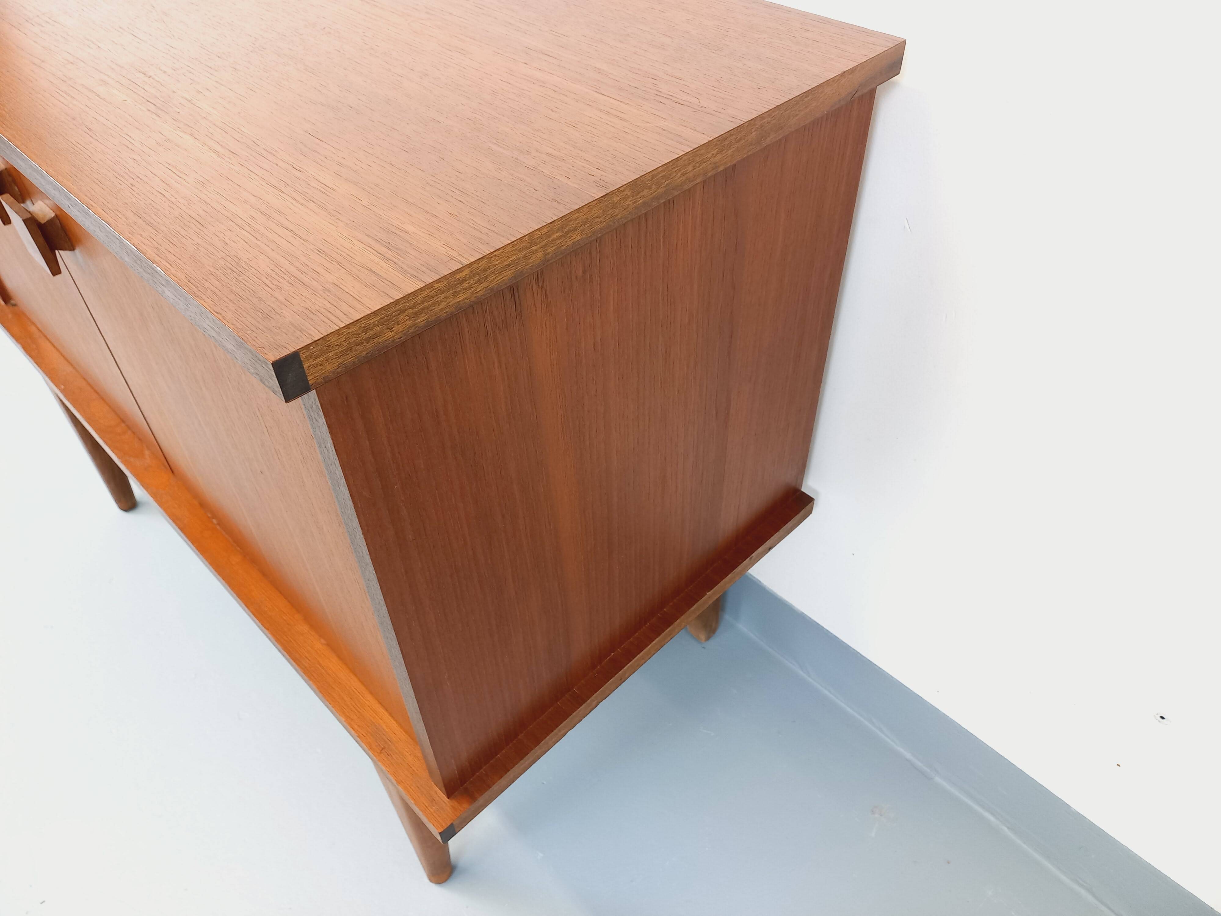 Small vintage Scandinavian teak sideboard from the 1960s.