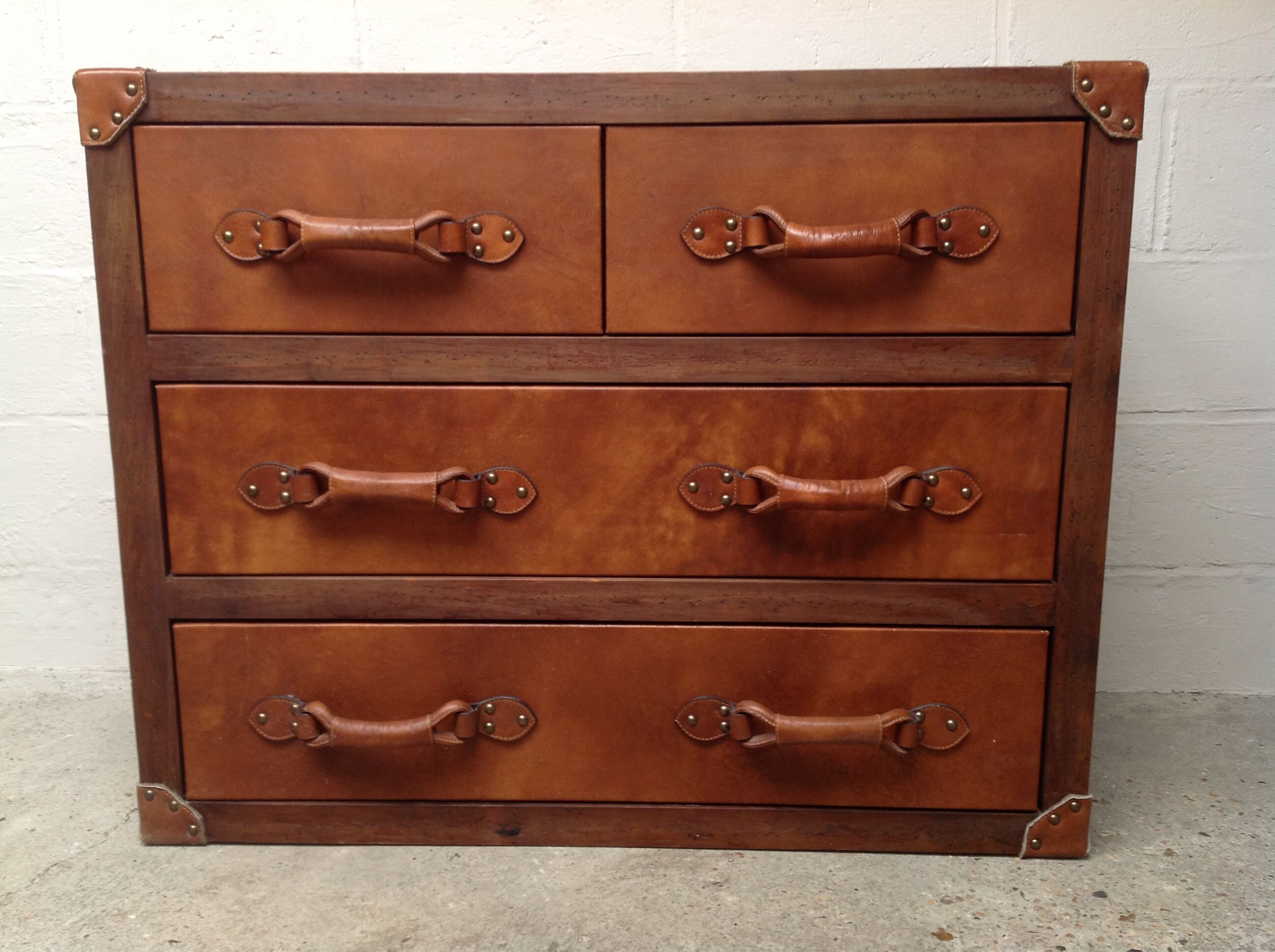 Wooden and leather dresser