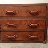 Commode  bois et cuir