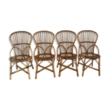 Lot 4 rattan chairs by Audoux & Minnet