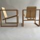 Pair of handmade wooden armchairs