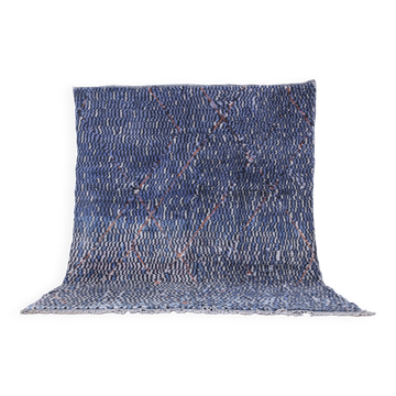 Blue Handmade Beni merirt Rug 258 x 305 cm - Abstract Wool Rug - Berber Rug