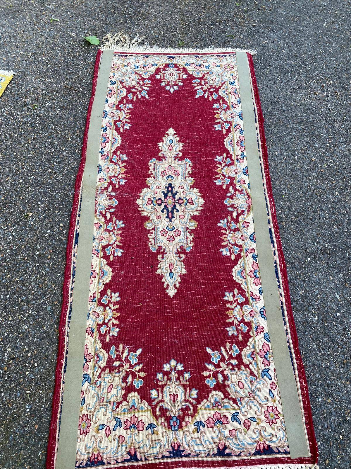 Handmade red Persian wool rug 60x135cm