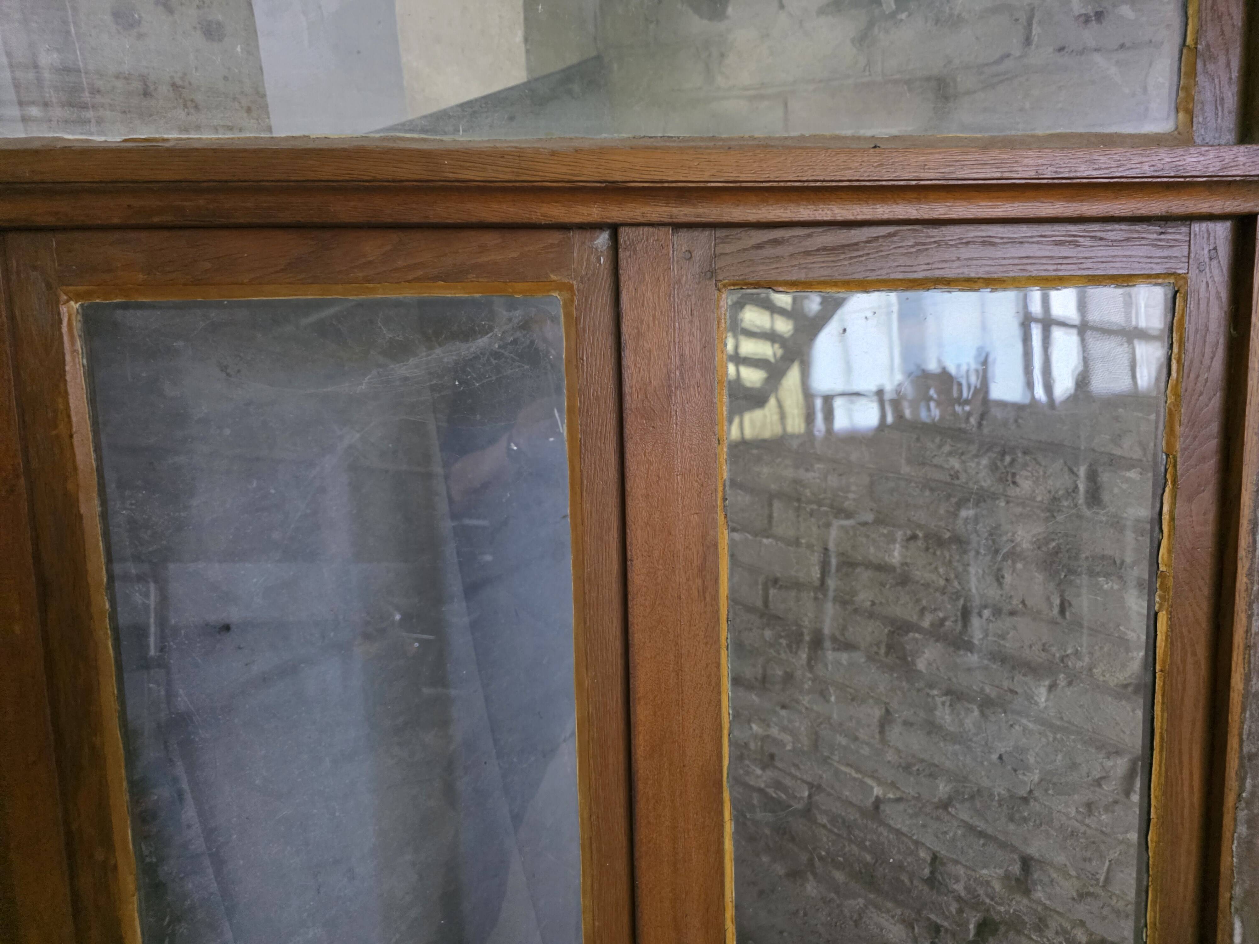 4 old solid oak windows from the early 20th century