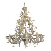 Lustre en verre de Murano en or vénitien vénitien contemporain « Ca Rezzonico »