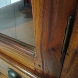 Mahogany column showcase, 1 glass door, 1 drawer, 5 wooden shelves