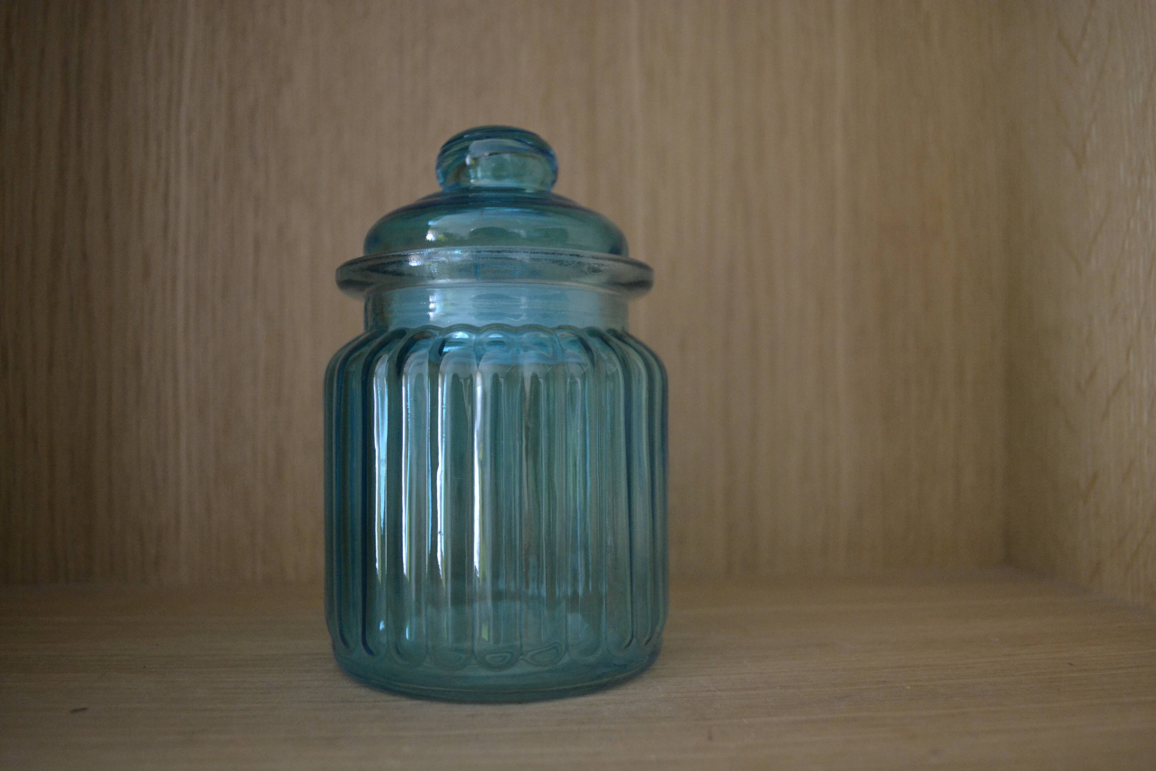 Turquoise glass jar