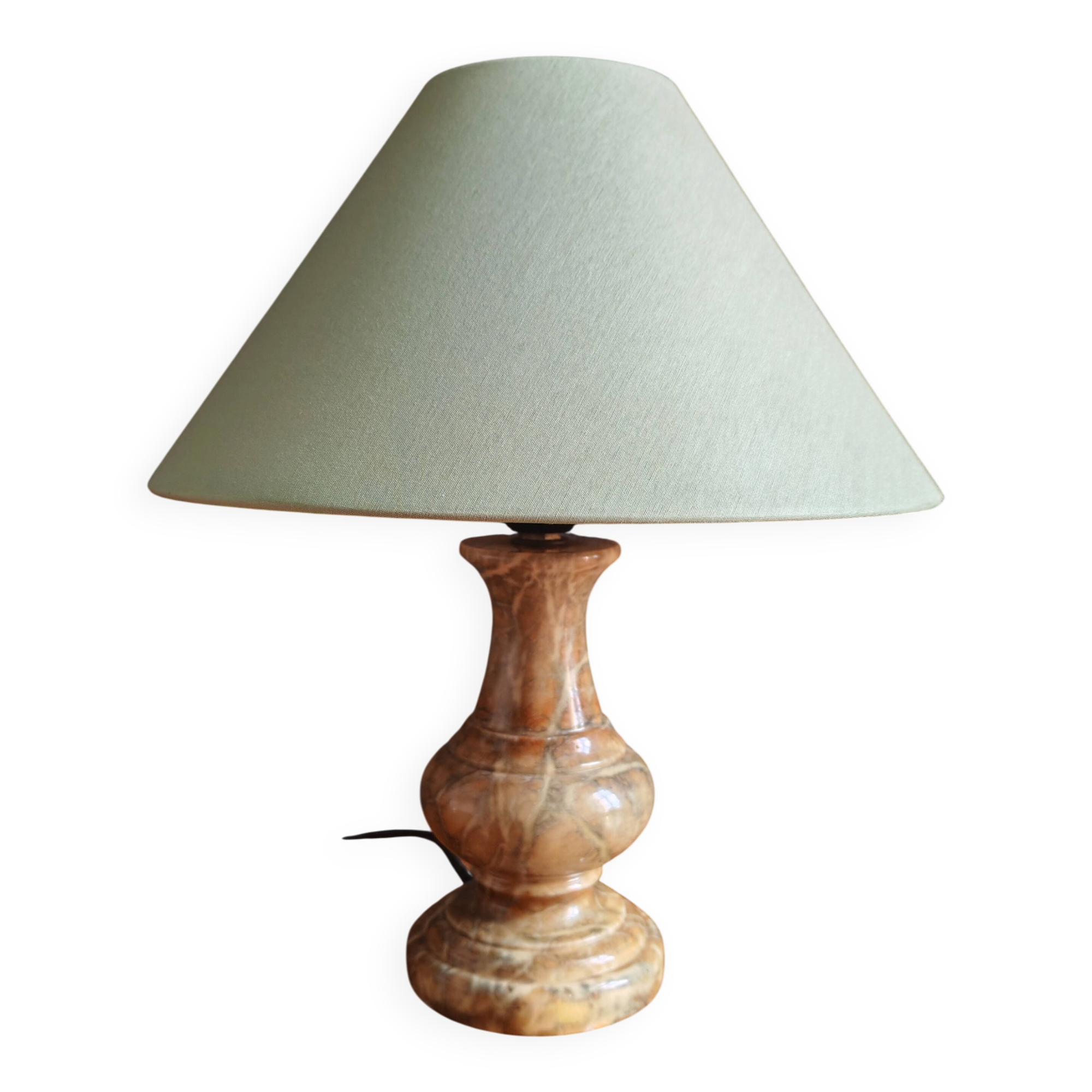 Vintage Table Lamp in Sculpted Alabaster – Base in Natural Stone