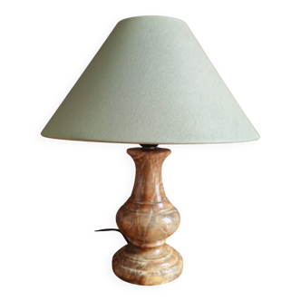 Vintage Table Lamp in Sculpted Alabaster – Base in Natural Stone