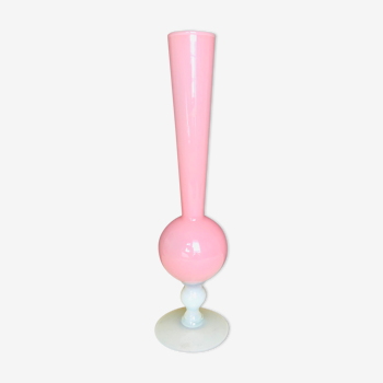 Pink and white opaline vase