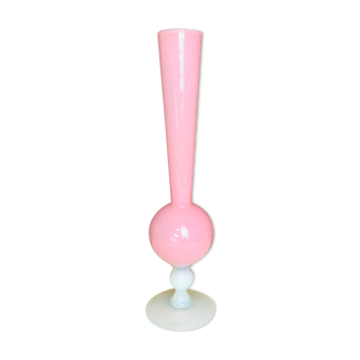 Pink and white opaline vase