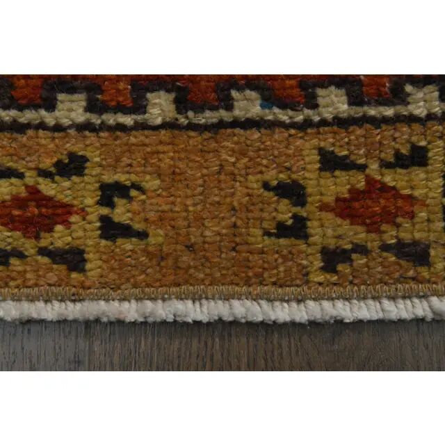 1970s vintage Turkish Oushak handmade wool cotton orange runner rug 103x330