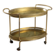 Vintage double-tier brass serving trolley, 1950s design.