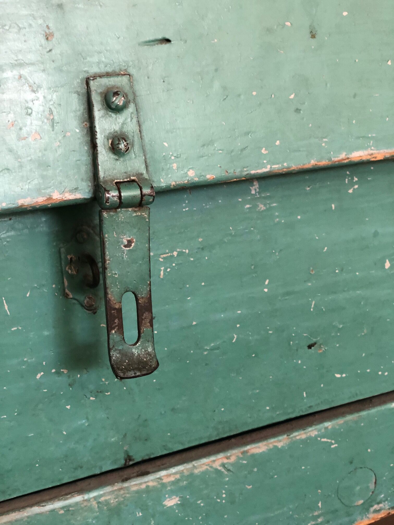 Furniture by trade / console in patinated green wood