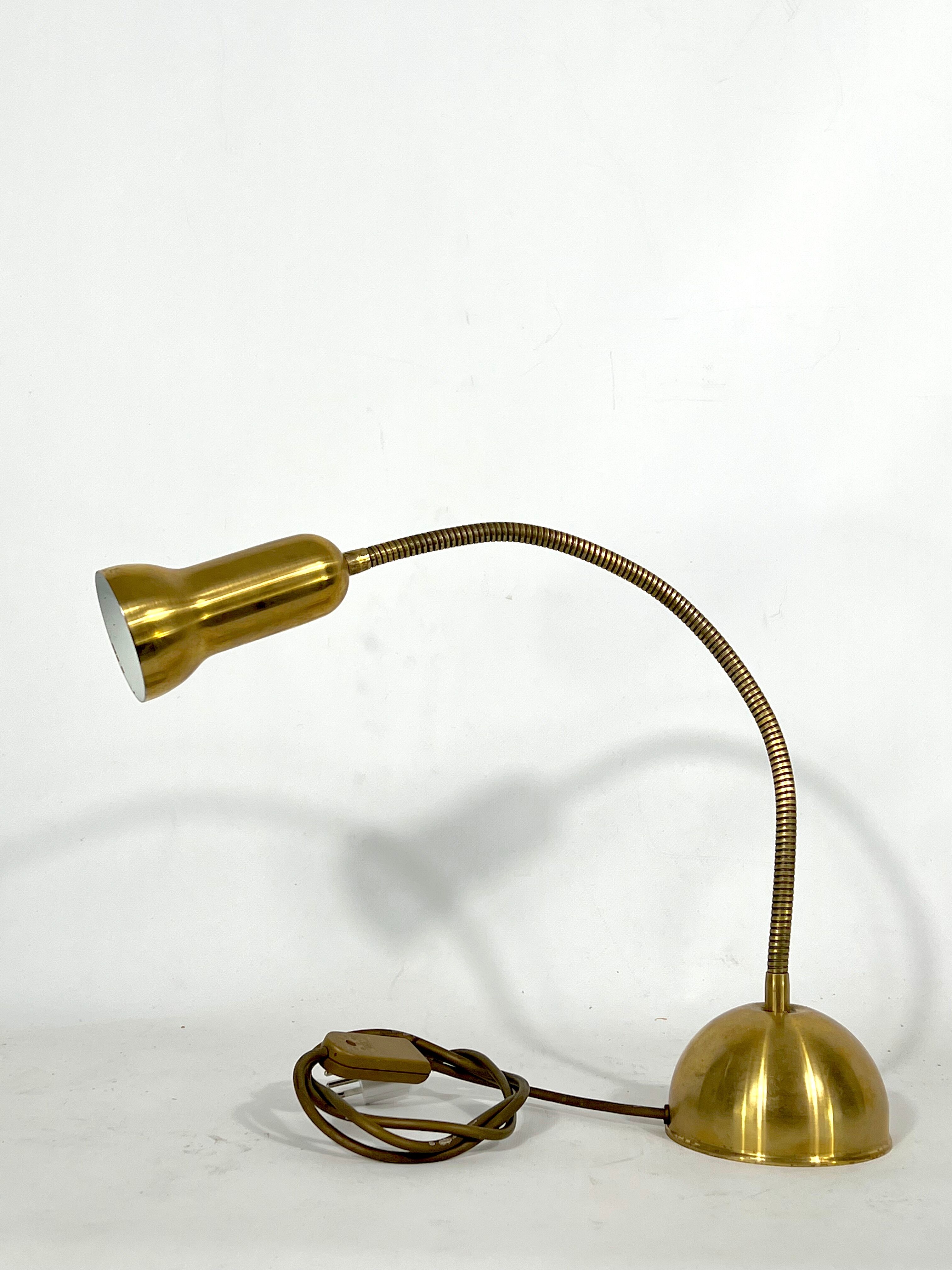 Vintage Italian adjustable brass table lamp from 60s