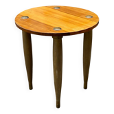 Table basse scandinave art déco ronde bois et dorée