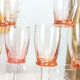 Lot of 11 vintage verrine pink glass liqueur glasses