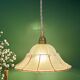 Pendant light with red striped frosted glass shade