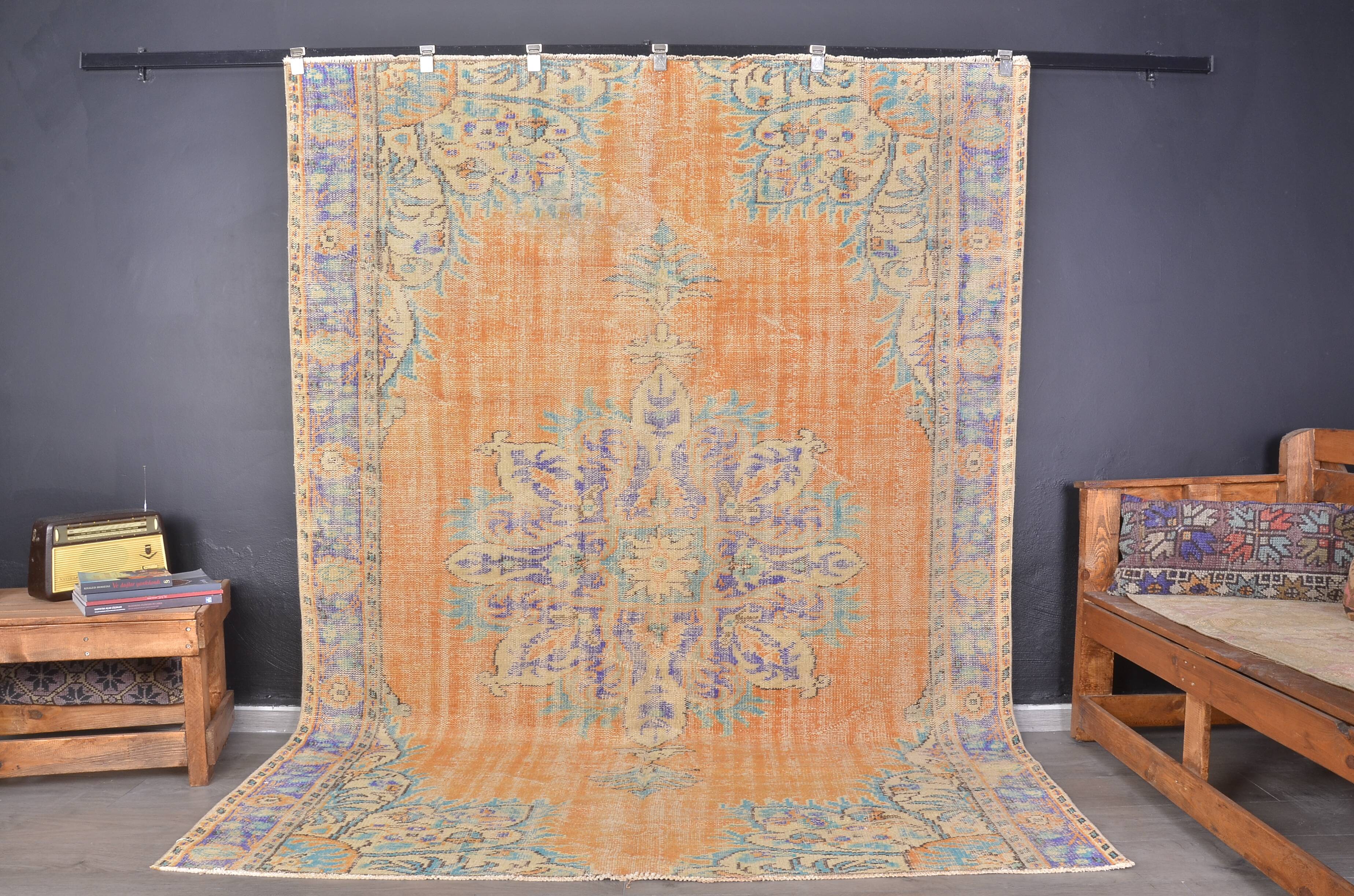 Vintage Handknotted Oushak Wool Rug sku2321
