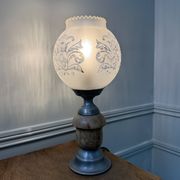 Art Nouveau lamp with engraved glass
