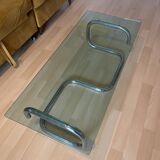 Chrome and smoked glass coffee table