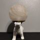 Lampe ours en céramique blanche et globe opaline
