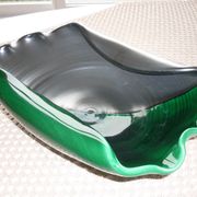 Coupe à fruits verte foncée et noire des années 1960