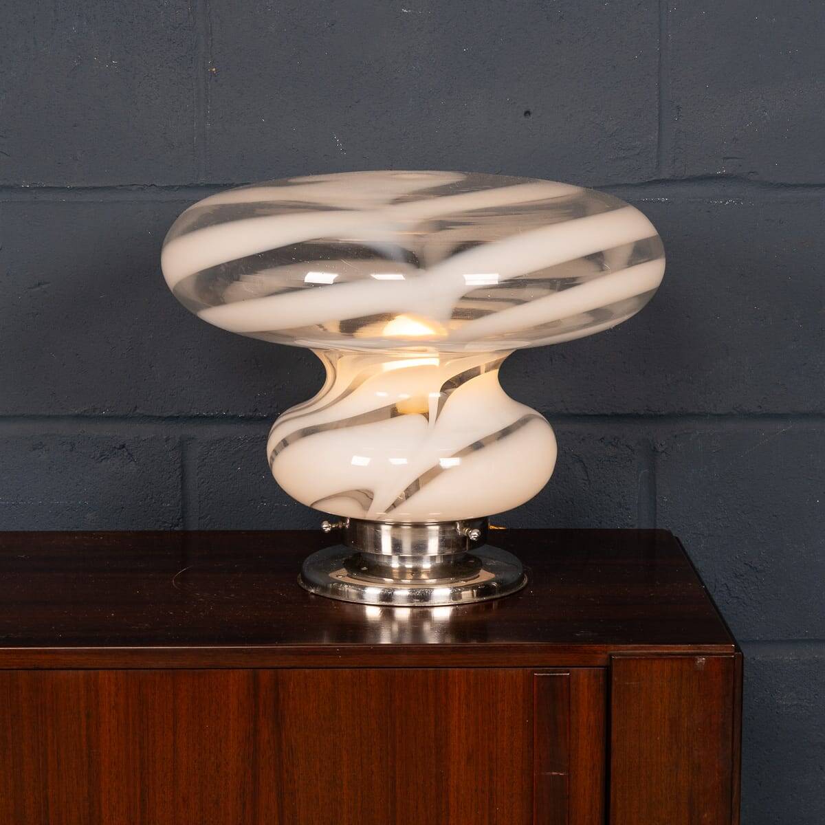 Vintage 20thc italian hand blown glass table lamp, murano c.1970