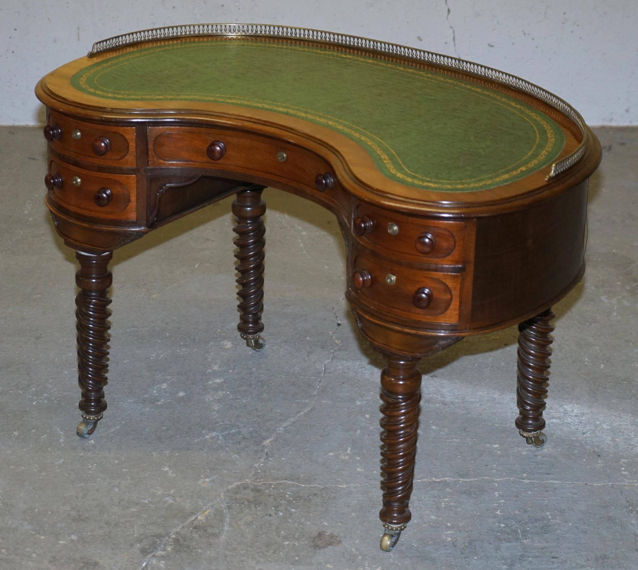 Military Campaign Kidney Desk Regency by Gillow's of Lancaster with Brass Gallery