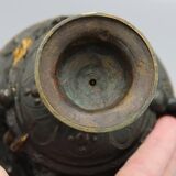 Bronze pedestal bowl with leaf decoration