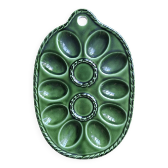 Green egg barbotine dish 25x17