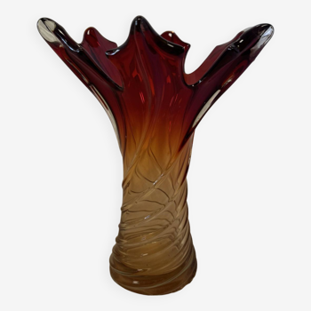 Vase en feuille d'érable en verre de Murano