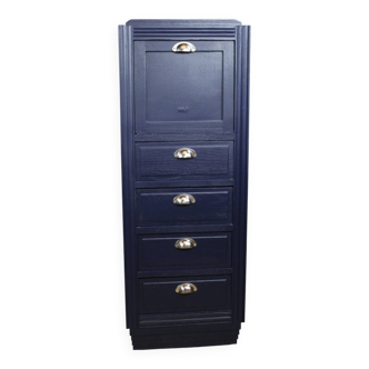 Chiffonnière art déco bleu nuit 1950 France